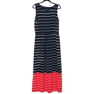 Tommy Hilfiger Blue/Red Sleeveless Long Dress Large